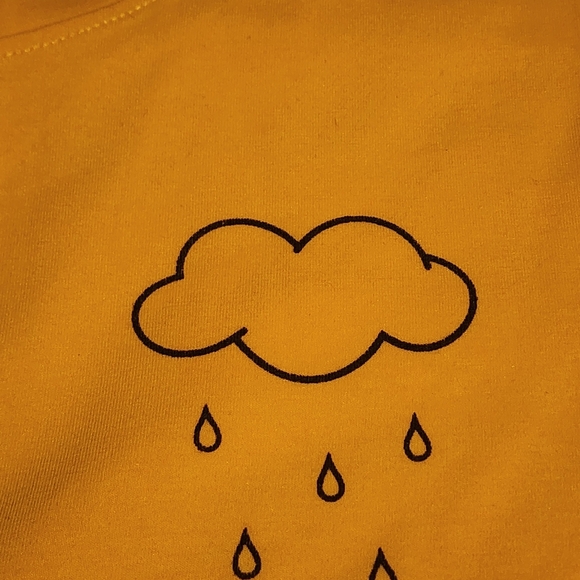 Y2K Yellow Crop Top with Cloud And Rain Design Size Small - Picture 4 of 6